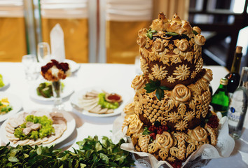 color is festive loaf on white cloth