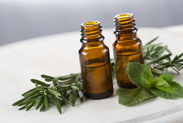 Essential oil rosemary and peppermint for aromatherapy