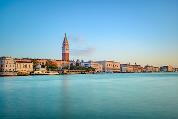 long time exposure of Venice waterfront in the morning, Piazza San Marco and The Doge's Palace, Venice, Italy, Europe