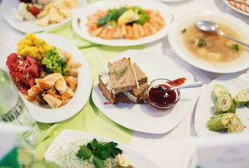 Food at the wedding table