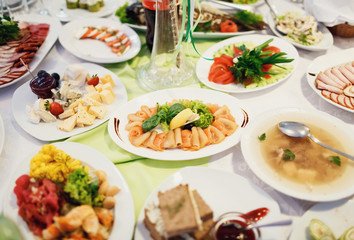 Food at the wedding table
