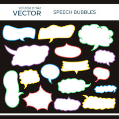 Fototapeta premium Sketched Speech Bubbles with Editable Stroke