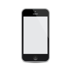 vector realistic mobile phone with blank screen isolated on whit