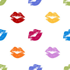 Pattern with colorful lips.Seamless vector valentines print.Textile texture for valentine's day  