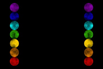 Illustration of the seven chakras on a black background