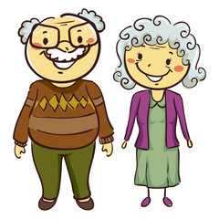 Vector Illustration of Grandmother and Grandfather