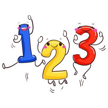 Vector Illustration of Number Mascot 123 Dancing