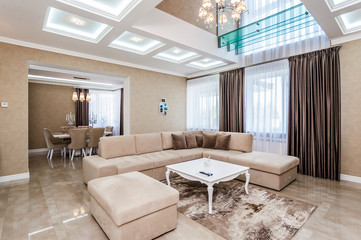 Living room and kitchen with daylight