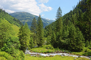 Fototapeta na wymiar Zillertal valley in European Alps (Austria) in summer time.