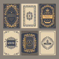 Calligraphic vintage floral cards collection