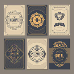 Calligraphic vintage floral cards collection