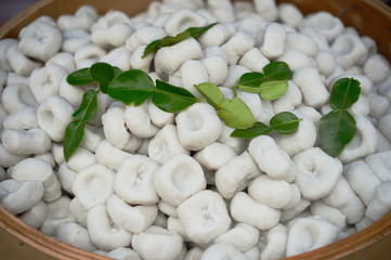 meat ball fish  with herbs, lime