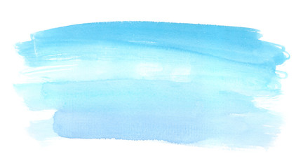 Abstract turquoise blue brush strokes painted in watercolor on clean white background - 136311241