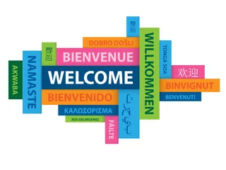 Foto op Plexiglas "WELCOME" Tag Cloud translated into many languages © Web Buttons Inc