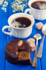 honey cake of Madeira and cup of coffee