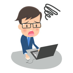 パソコンの画面を見て落ち込む男性会社員　