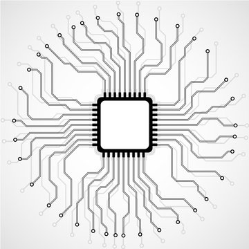Abstract cpu. Microprocessor. Microchip. Circuit board. Vector