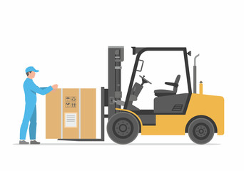 forklift truck with box