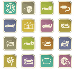 Car shop icons set