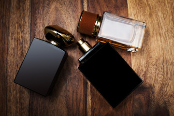 glass bottles of male perfume