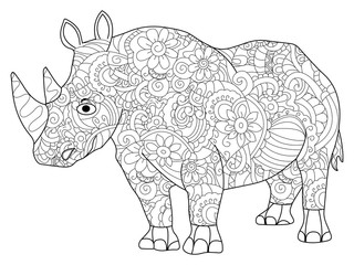 hippopotamus Coloring book vector for adults