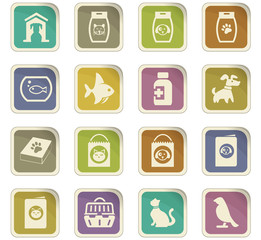 Goods for pets icons set