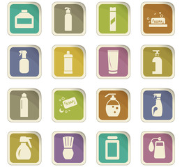 Household chemicals icons set