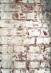 Backstein Mauer mit fleckiger, weißer Farbe, Hintergrund