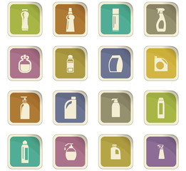 Household chemicals icons set