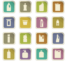 Household chemicals icons set