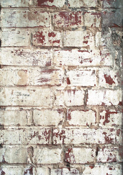Backstein Mauer mit fleckiger, wei&szlig;er Farbe, Hintergrund