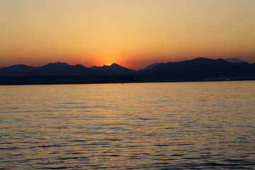 Beautiful sunset at Garda lake in Italy