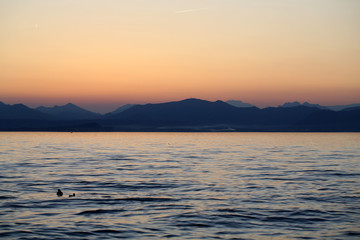 Beautiful sunset at Garda lake in Italy