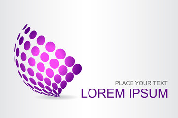 Logo stylized spherical surface with abstract shapes