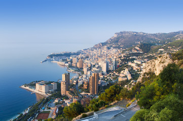 Monte Carlo city, Monaco view from above in a sunny day