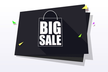 Big sale and special offer origami paper banner. Great bright background for your offers, promotional posters, advertising shopping flyers and discount banners. Vector speech bubble
