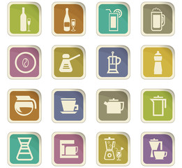 Utensils for the preparation of beverages icons