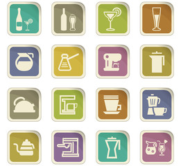 Utensils for the preparation of beverages icons