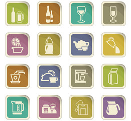 Utensils for the preparation of beverages icons