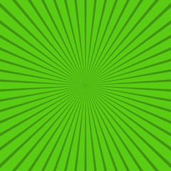 Green sunbeams background. Vector illustration.