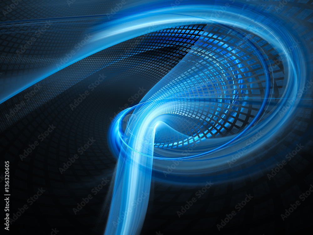 Poster abstract background element. three-dimensional composition of twisted shapes, grids and blurs.scienc
