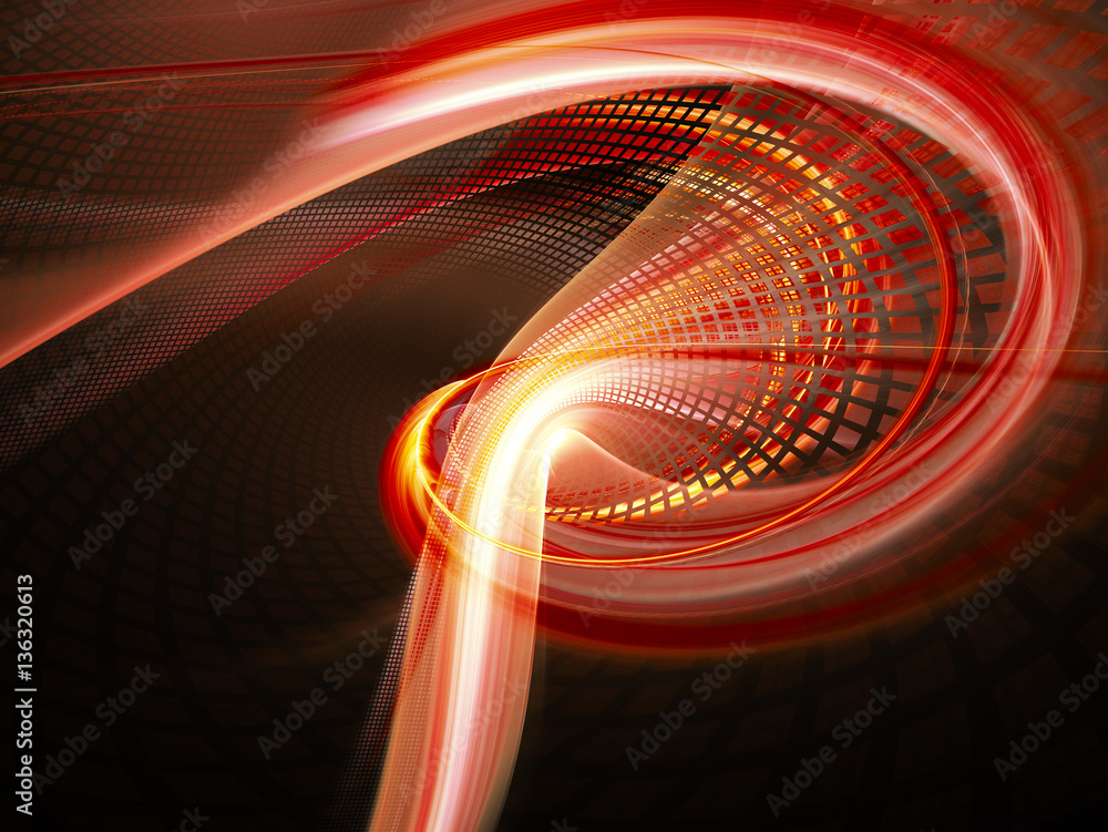 Poster abstract background element. three-dimensional composition of twisted shapes, grids and blurs.scienc