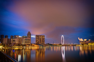 Fototapeta na wymiar abstract marina bay in twilight time and cloud like strom - can use to display or montage on product