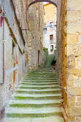 Staircase in the medieval heart of Anghiari, Arezzo, Tuscany