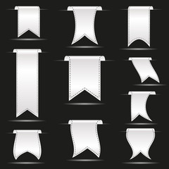 white hanging curved ribbon banners set eps10