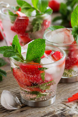 Summer drink (mojito) strawberry and mint ice.