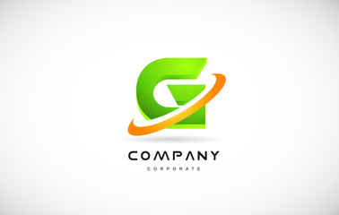 g company logo green letter alphabet 3d design template