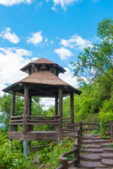 Walkway or walkpath with old pavilion in thailand