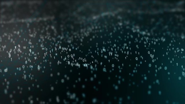 Bin&auml;re Zahlen Codes Bewegen sich im Raum mit Polygonen