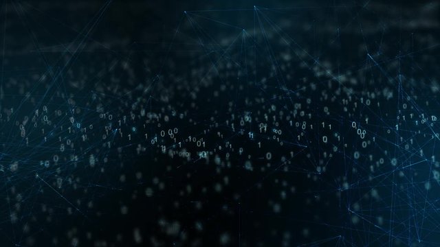 Bin&auml;re Zahlen Codes Bewegen sich im Raum mit Polygonen